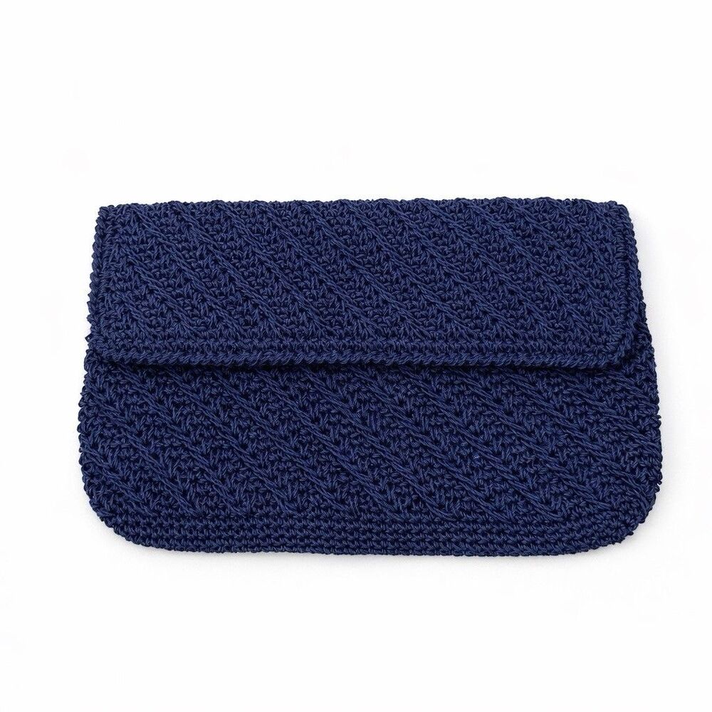 Unbranded Vintage Navy Clutch Woven Crochet Bag Made in Japan